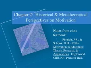 Chapter 2: Historical &amp; Metatheoretical Perspectives on Motivation