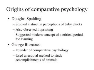Origins of comparative psychology