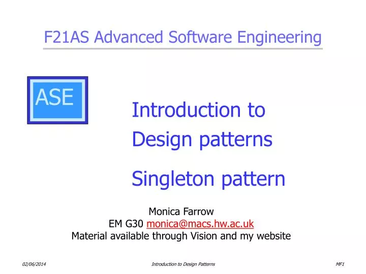 introduction to design patterns singleton pattern