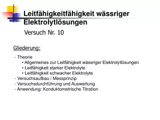 Leitfähigkeitfähigkeit wässriger Elektrolytlösungen