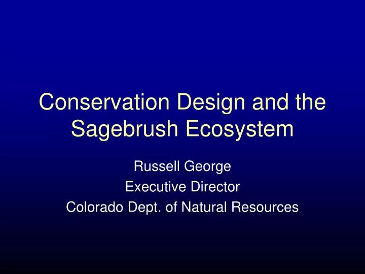 conservation design and the sagebrush ecosystem