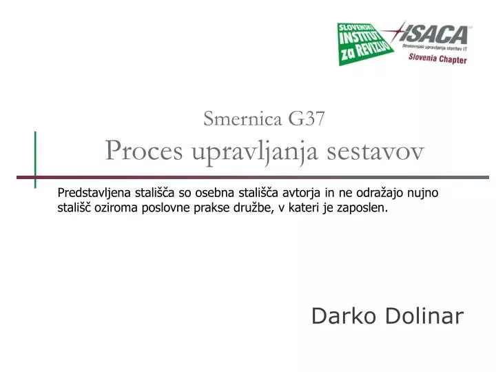 smernica g37 proces upravljanja sestavov
