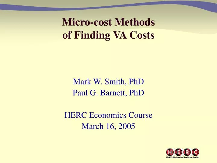 micro cost methods of finding va costs