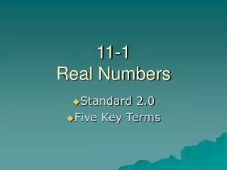 11-1 Real Numbers
