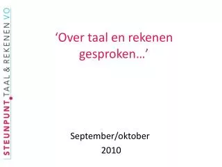 over taal en rekenen gesproken