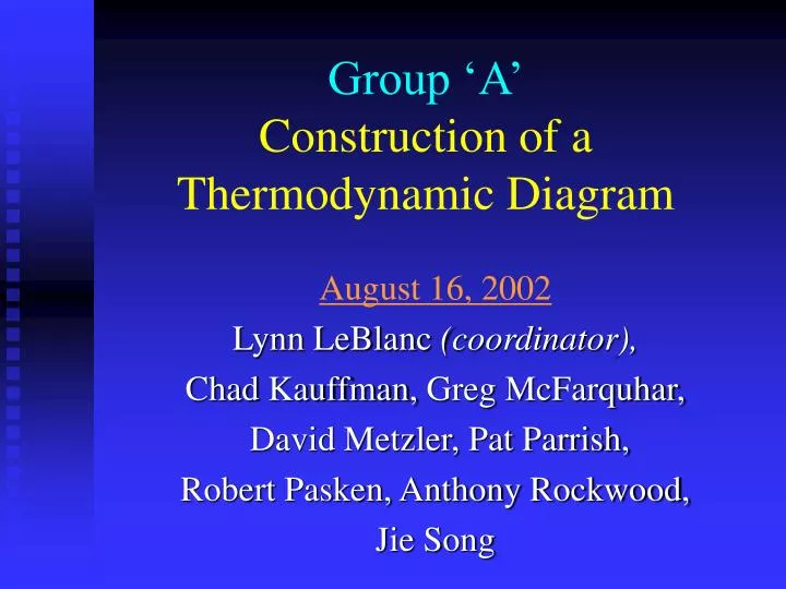 group a construction of a thermodynamic diagram