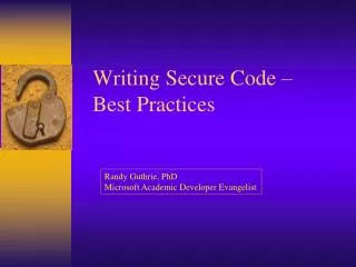Writing Secure Code – Best Practices