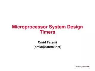 Microprocessor System Design Timers