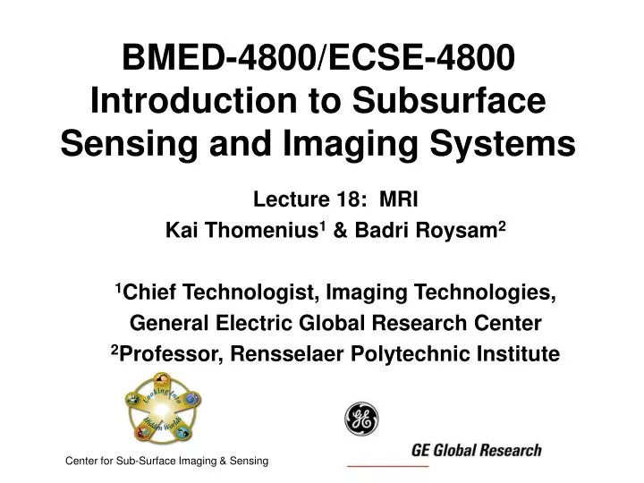 bmed 4800 ecse 4800 introduction to subsurface sensing and imaging systems