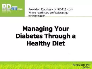 Managing Your Diabetes Through a Healthy Diet