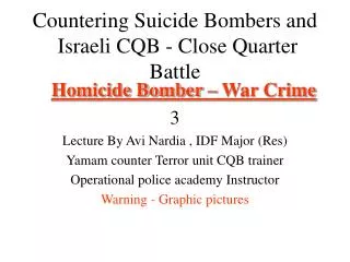 Countering Suicide Bombers and Israeli CQB - Close Quarter Battle