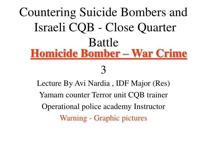 countering suicide bombers and israeli cqb close quarter battle