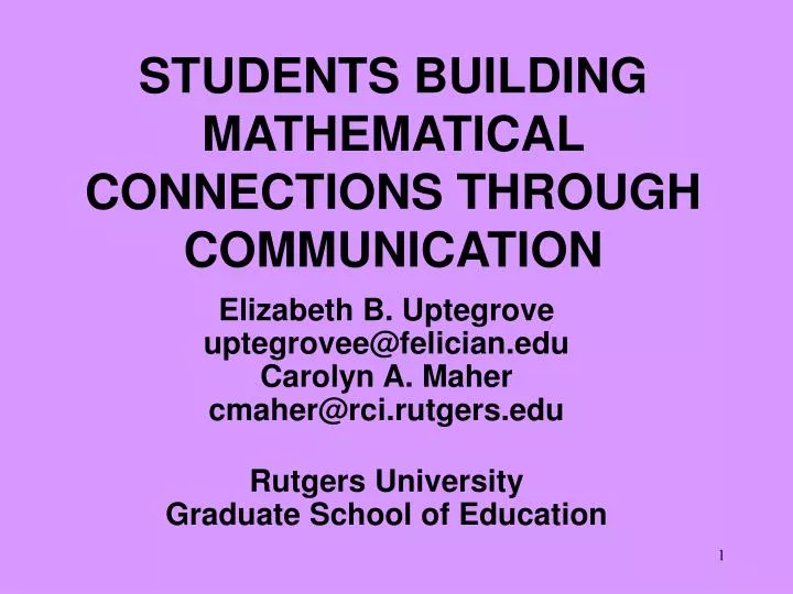 students building mathematical connections through communication