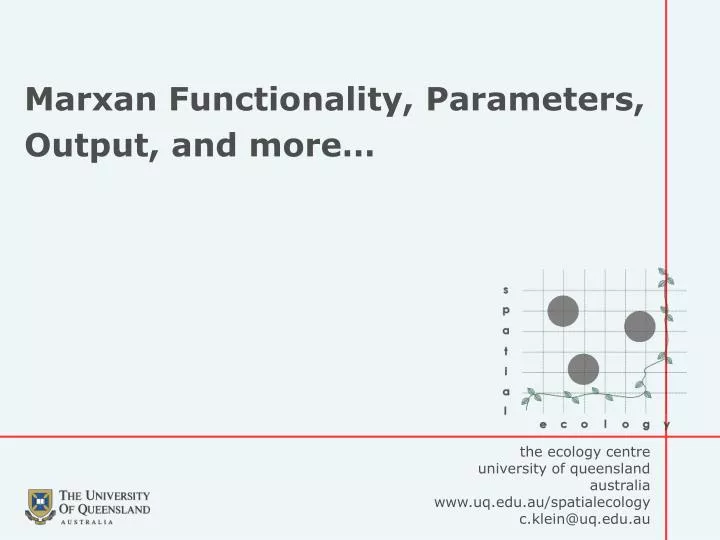 marxan functionality parameters output and more