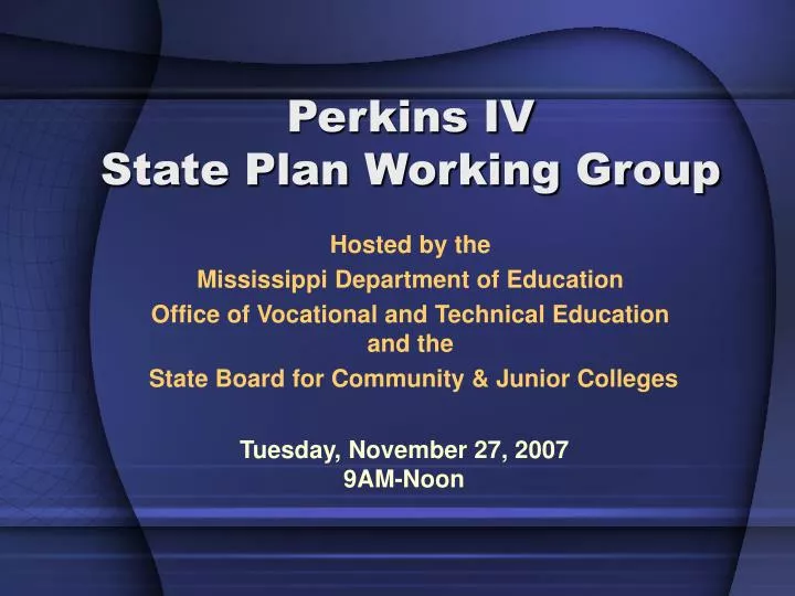 perkins iv state plan working group