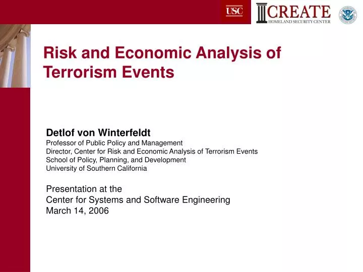 risk and economic analysis of terrorism events