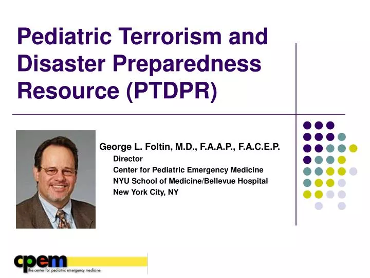 pediatric terrorism and disaster preparedness resource ptdpr