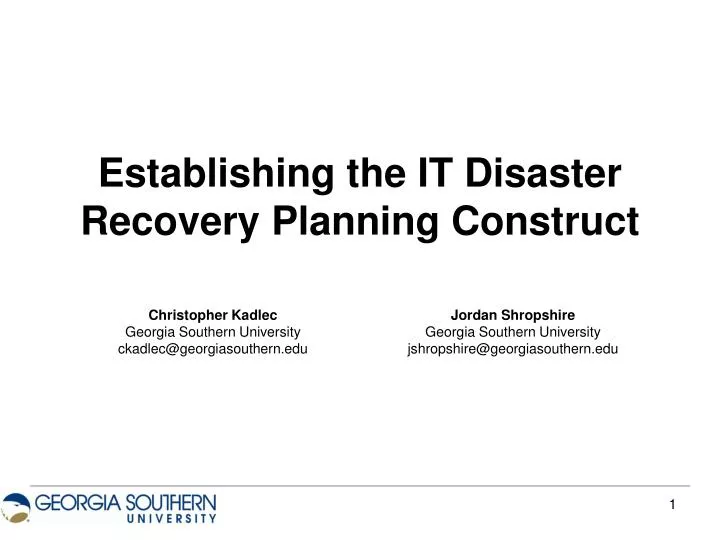 establishing the it disaster recovery planning construct
