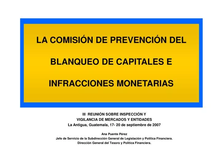 la comisi n de prevenci n del blanqueo de capitales e infracciones monetarias