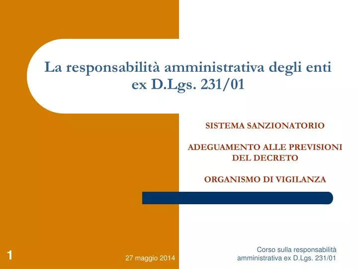 la responsabilit amministrativa degli enti ex d lgs 231 01