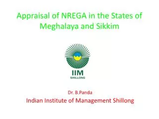 Appraisal of NREGA in the States of Meghalaya and Sikkim