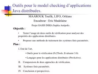 outils pour le model checking d applications java distribu es