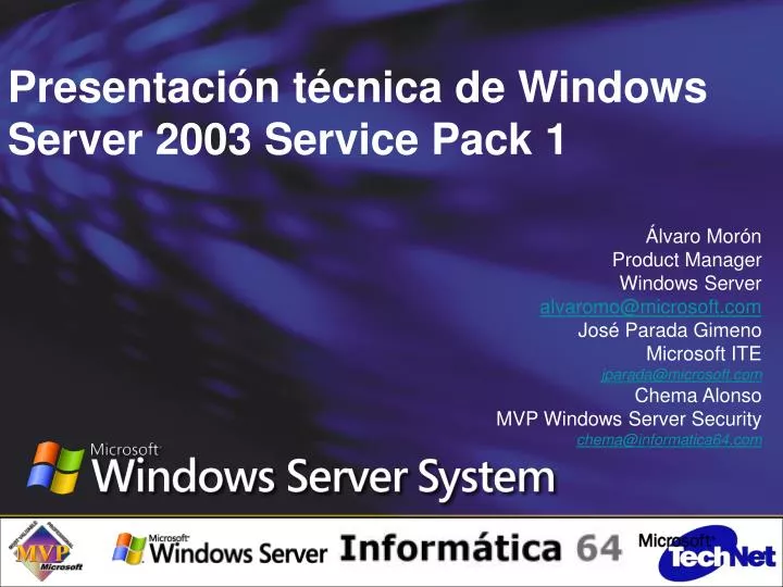 presentaci n t cnica de windows server 2003 service pack 1