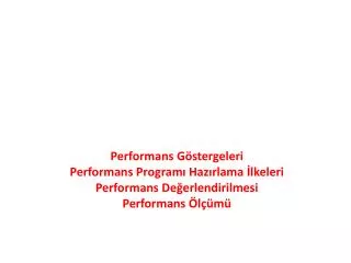 Performans Göstergeleri Performans Programı Hazırlama İlkeleri Performans Değerlendirilmesi Performans Ölçümü