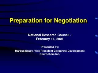 Preparation for Negotiation