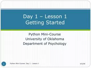 Day 1 – Lesson 1 Getting Started