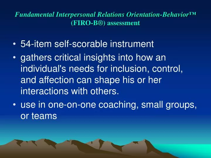 fundamental interpersonal relations orientation behavior firo b assessment