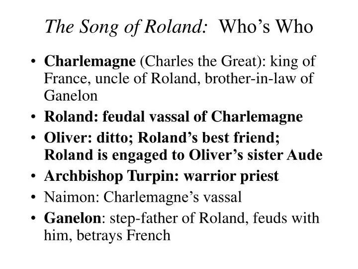 the song of roland who s who