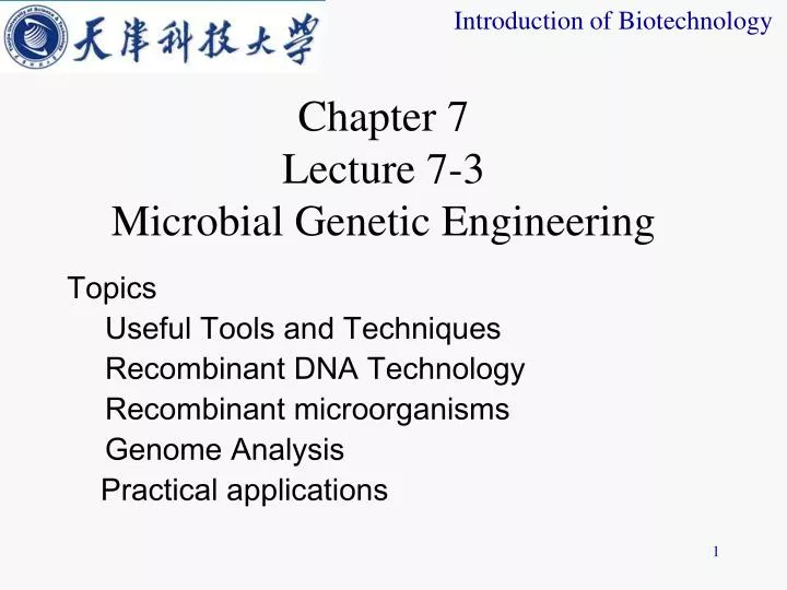 chapter 7 lecture 7 3 microbial genetic engineering