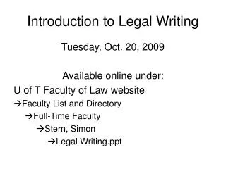 Introduction to Legal Writing