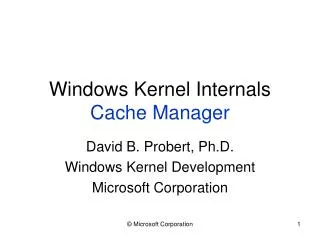 Windows Kernel Internals Cache Manager