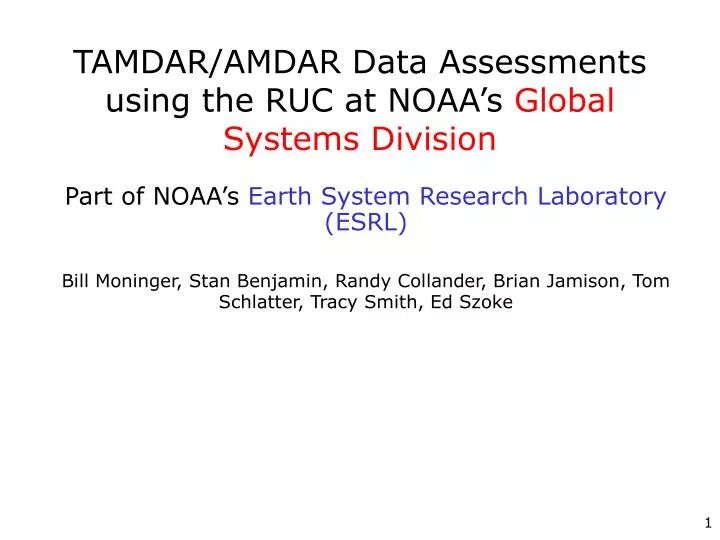 tamdar amdar data assessments using the ruc at noaa s global systems division