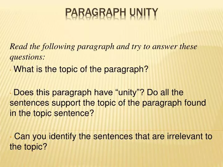 paragraph unity