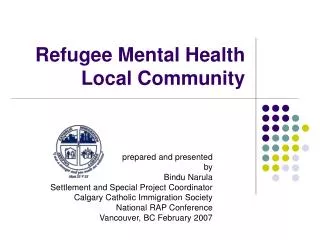 Refugee Mental Health Local Community