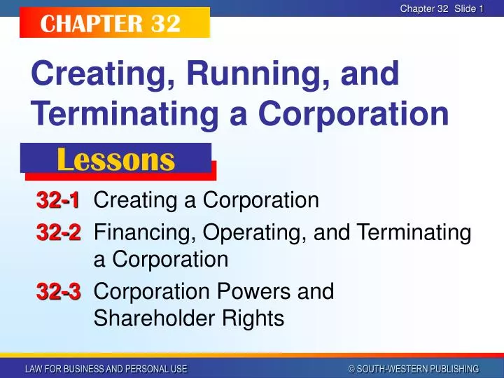 creating running and terminating a corporation