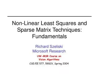 Non-Linear Least Squares and Sparse Matrix Techniques: Fundamentals
