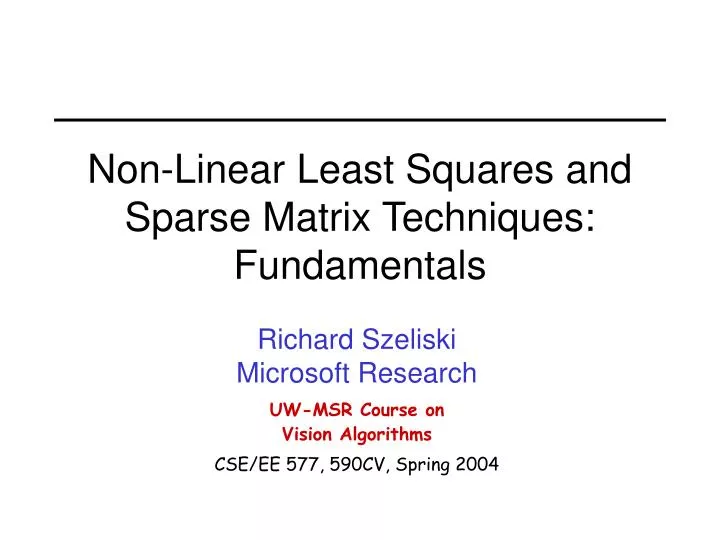 non linear least squares and sparse matrix techniques fundamentals