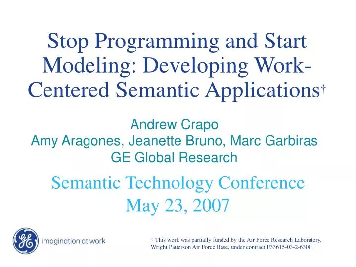 stop programming and start modeling developing work centered semantic applications