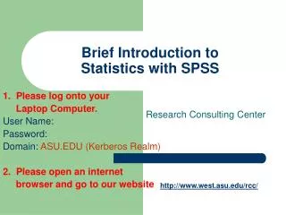 Brief Introduction to Statistics with SPSS