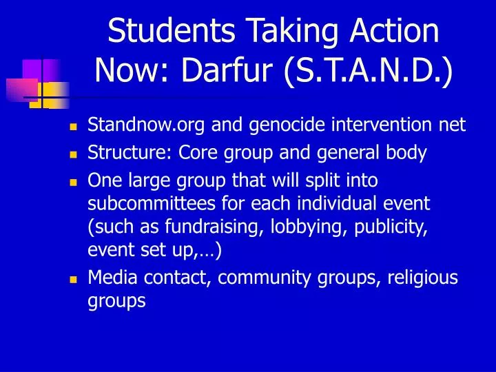 students taking action now darfur s t a n d