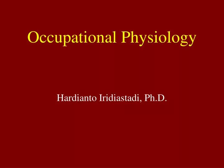 occupational physiology