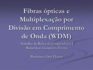 Fibras ópticas e Multiplexação por Divisão em Comprimento de Onda (WDM)