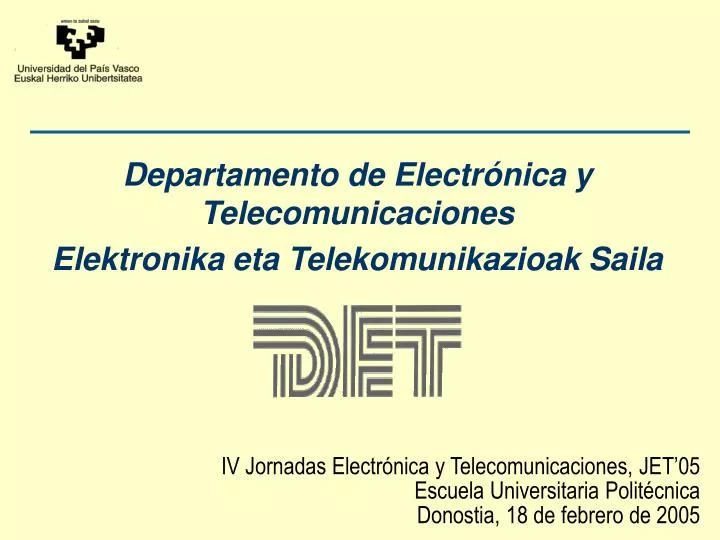 departamento de electr nica y telecomunicaciones elektronika eta telekomunikazioak saila
