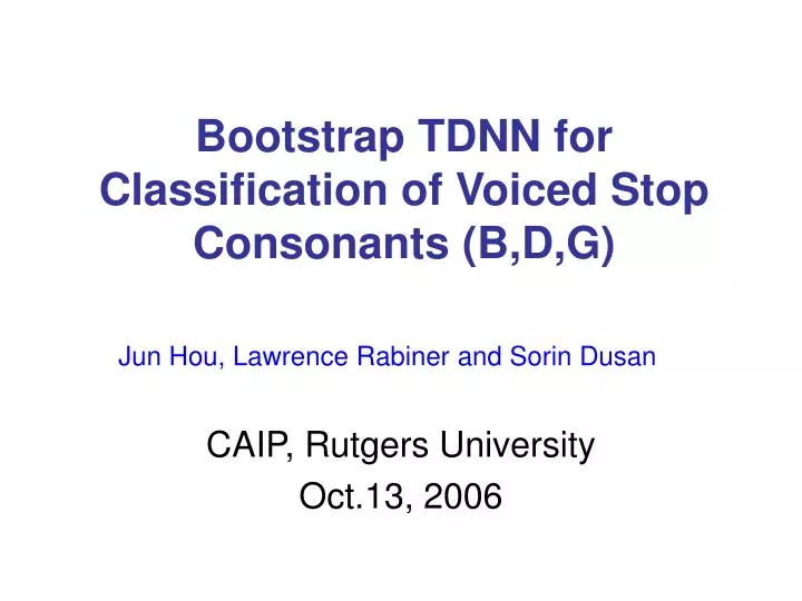 bootstrap tdnn for classification of voiced stop consonants b d g