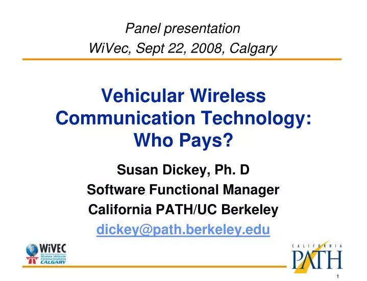 vehicular wireless communication technology who pays