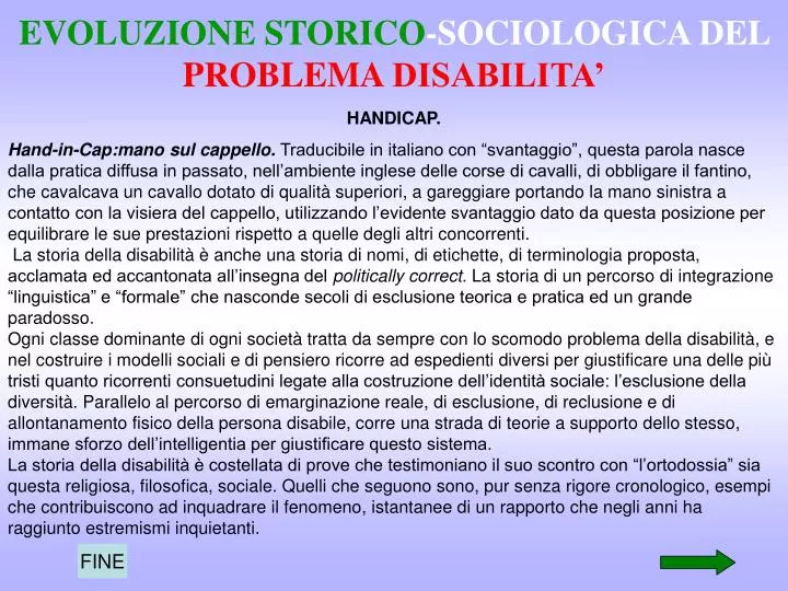 evoluzione storico sociologica del problema disabilita